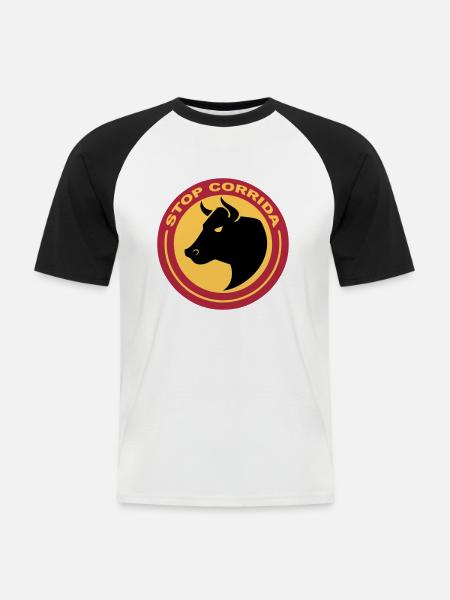 stop corrida - T-shirt baseball manches courtes Homme - blanc/noir