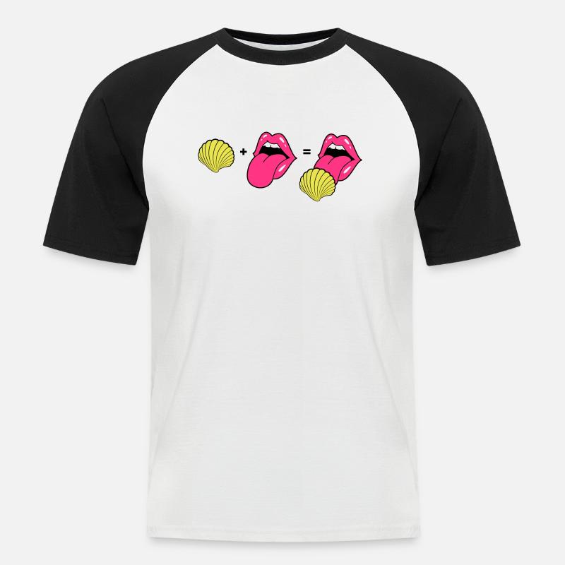 Evolution der Leckmuschel - Männer Baseball-T-Shirt - Weiß/Schwarz