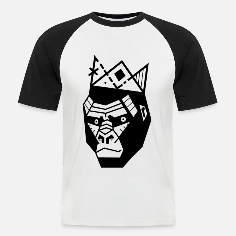 Affe König Gorilla - Männer Baseball-T-Shirt - Weiß/Schwarz