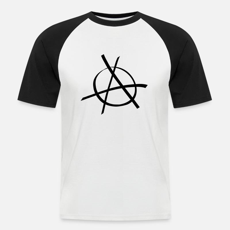 anarchy - Männer Baseball-T-Shirt - Weiß/Schwarz
