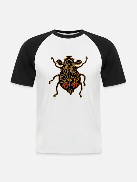 bunter Blumenkäfer - Männer Baseball-T-Shirt - Weiß/Schwarz