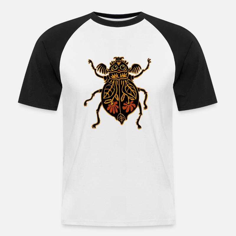 bunter Blumenkäfer - Männer Baseball-T-Shirt - Weiß/Schwarz