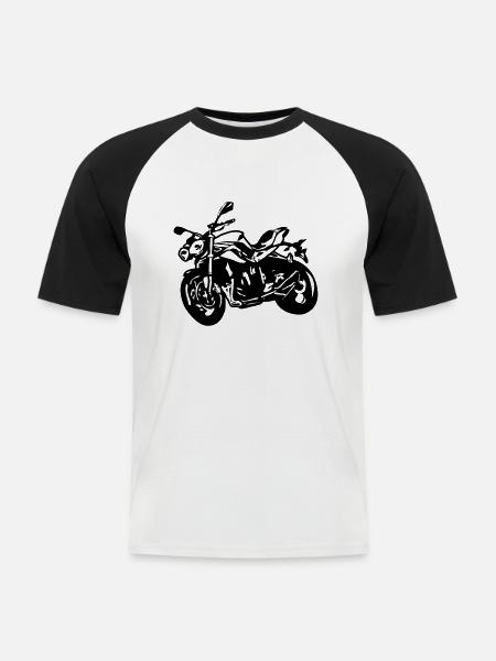 Motorsykkel naken sykkel Streetfighter - Kortermet baseball skjorte for menn - hvit/svart