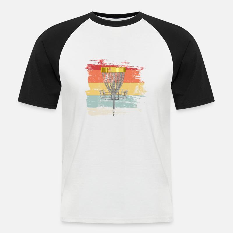 Retro Disc Golf - Männer Baseball-T-Shirt - Weiß/Schwarz