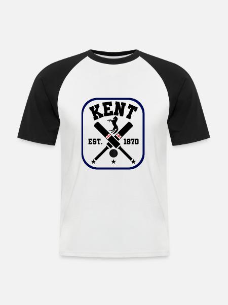 Kent County Cricket - Männer Baseball-T-Shirt - Weiß/Schwarz