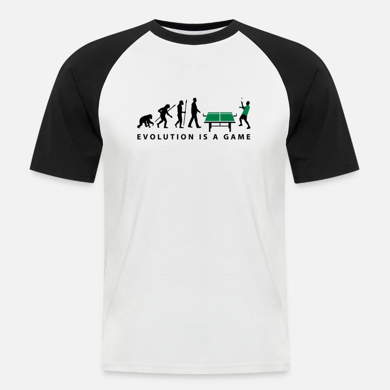 evolution_table_tennis_072012_c_2c - Männer Baseball-T-Shirt - Weiß/Schwarz