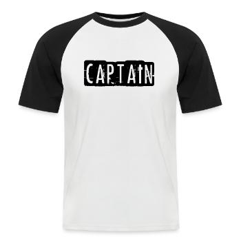 captain - Männer Baseball-T-Shirt - Weiß/Schwarz - Vorne - Nik (191cm)