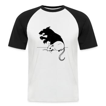 Maus - Männer Baseball-T-Shirt - Weiß/Schwarz - Vorne - Nik (191cm)