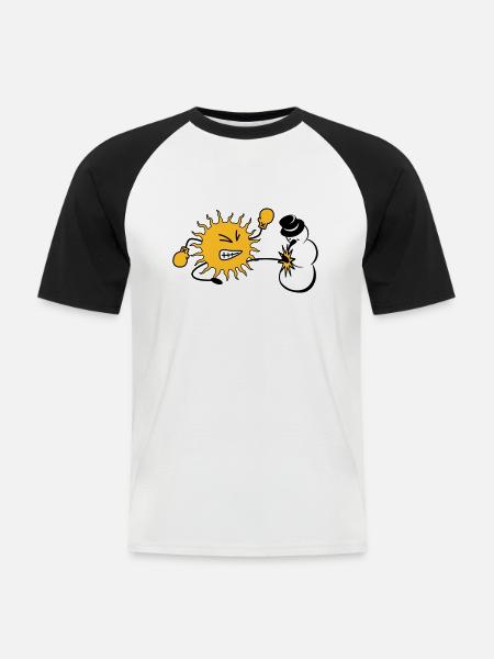 sun kicks snowman - Men's Baseball T-Shirt - white/black