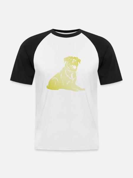 Rottweiler Hund Silhouette - Männer Baseball-T-Shirt - Weiß/Schwarz