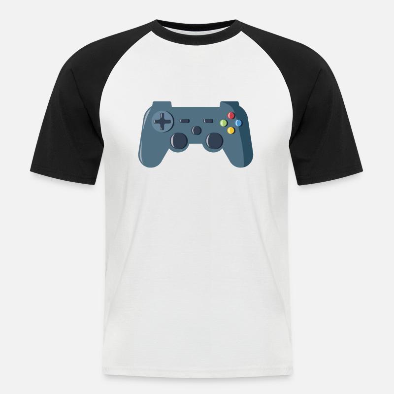 Gaming Controller - Männer Baseball-T-Shirt - Weiß/Schwarz