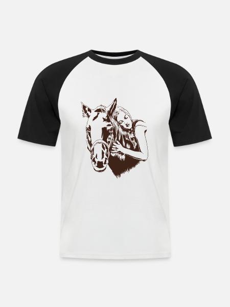 Mädchen Pferdeliebhaber, Pferdebesitzer, Reitgeschenk - Männer Baseball-T-Shirt - Weiß/Schwarz