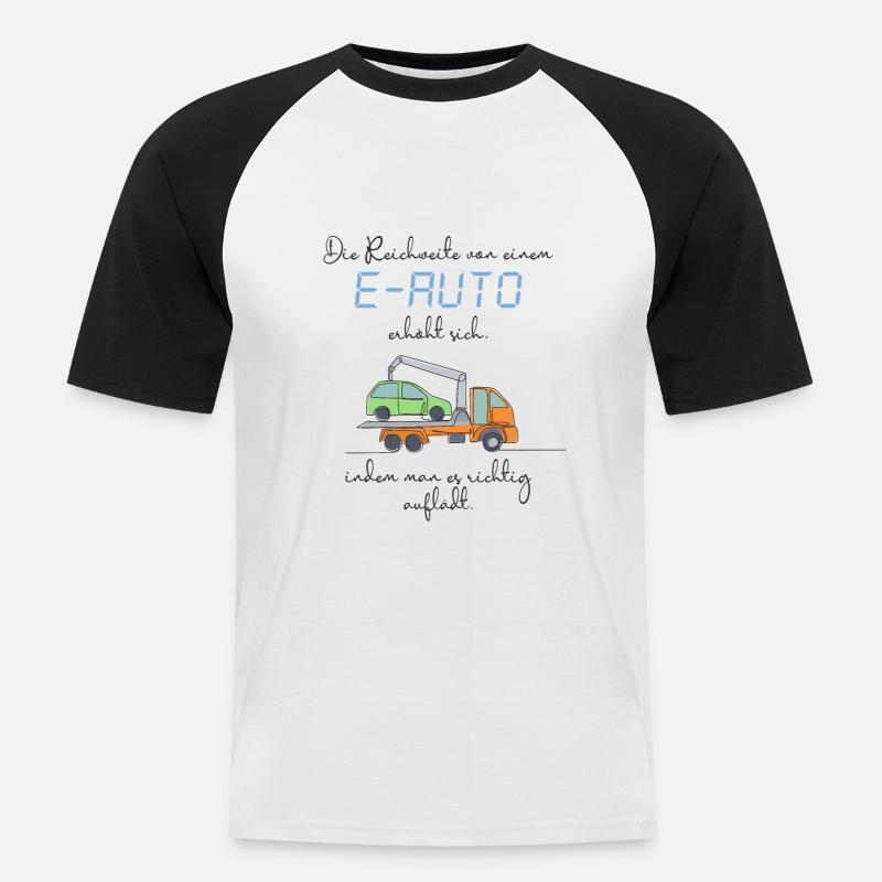 Anti E-Auto - Männer Baseball-T-Shirt - Weiß/Schwarz