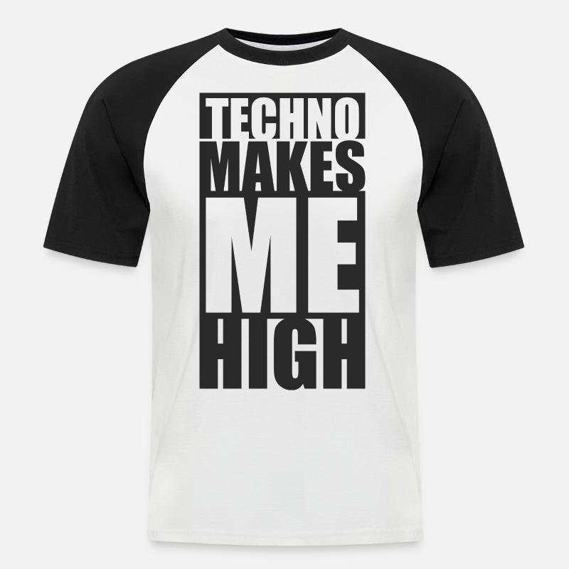 Techno 4 ever - Männer Baseball-T-Shirt - Weiß/Schwarz