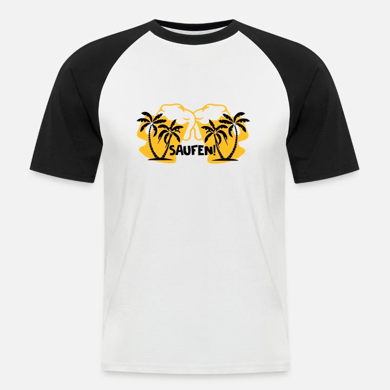 Saufen! - Männer Baseball-T-Shirt - Weiß/Schwarz