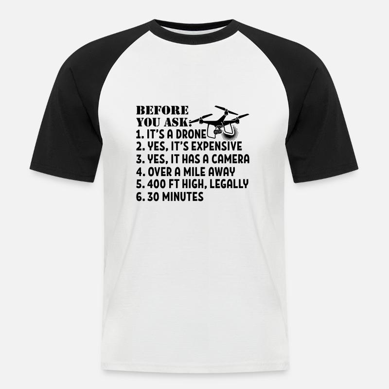 It's A Drone - Männer Baseball-T-Shirt - Weiß/Schwarz