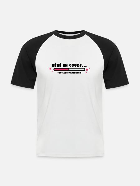 bébé en cours - T-shirt baseball manches courtes Homme - blanc/noir