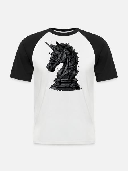 Knight Chess Horse - Men's Baseball T-Shirt - white/black