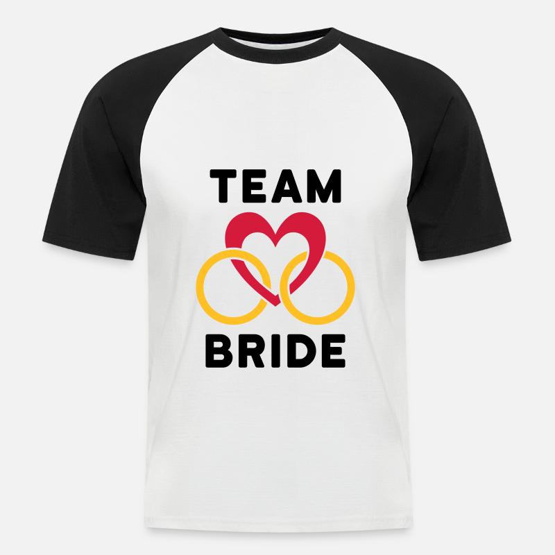 Team bride (Herz, zwei Ringe) - Männer Baseball-T-Shirt - Weiß/Schwarz