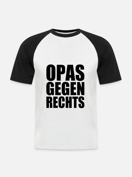 Opas gegen rechts - Männer Baseball-T-Shirt - Weiß/Schwarz