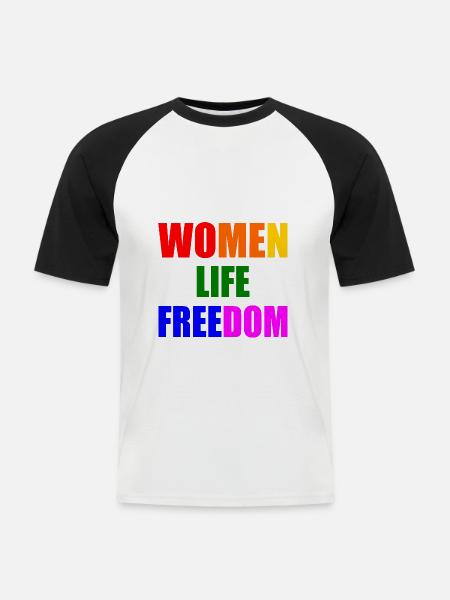 Women life freedom - Männer Baseball-T-Shirt - Weiß/Schwarz