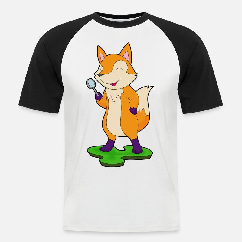 Fuchs Lupe - Männer Baseball-T-Shirt - Weiß/Schwarz