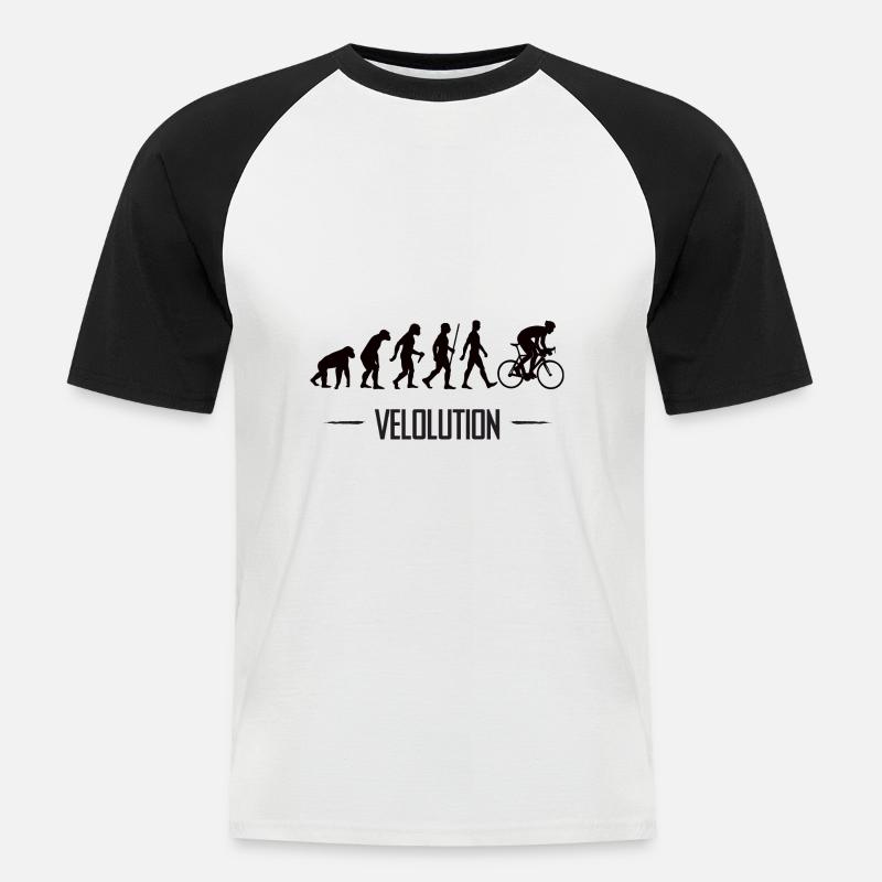 Velolution Radfahrer Evolution Fahrrad - Männer Baseball-T-Shirt - Weiß/Schwarz
