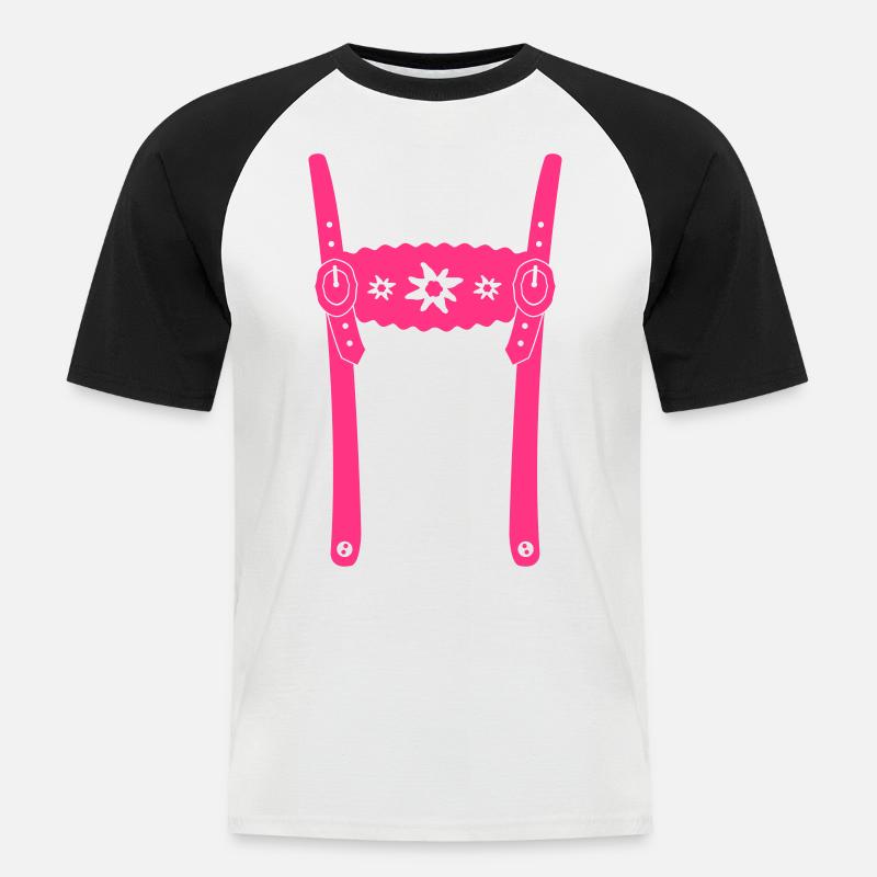 lederhose_end - Männer Baseball-T-Shirt - Weiß/Schwarz