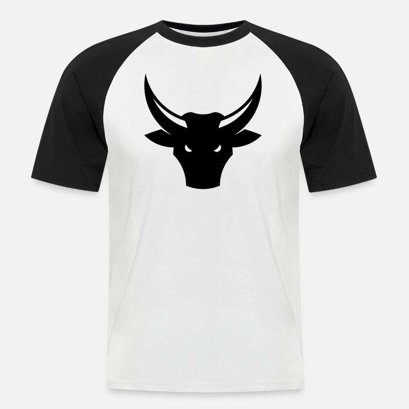 Stier / Bulle / Ochse / Stierkopf (2C) - Männer Baseball-T-Shirt - Weiß/Schwarz