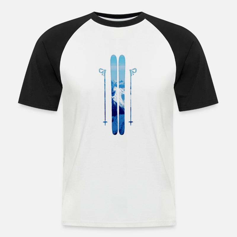 Freeski - White - Männer Baseball-T-Shirt - Weiß/Schwarz
