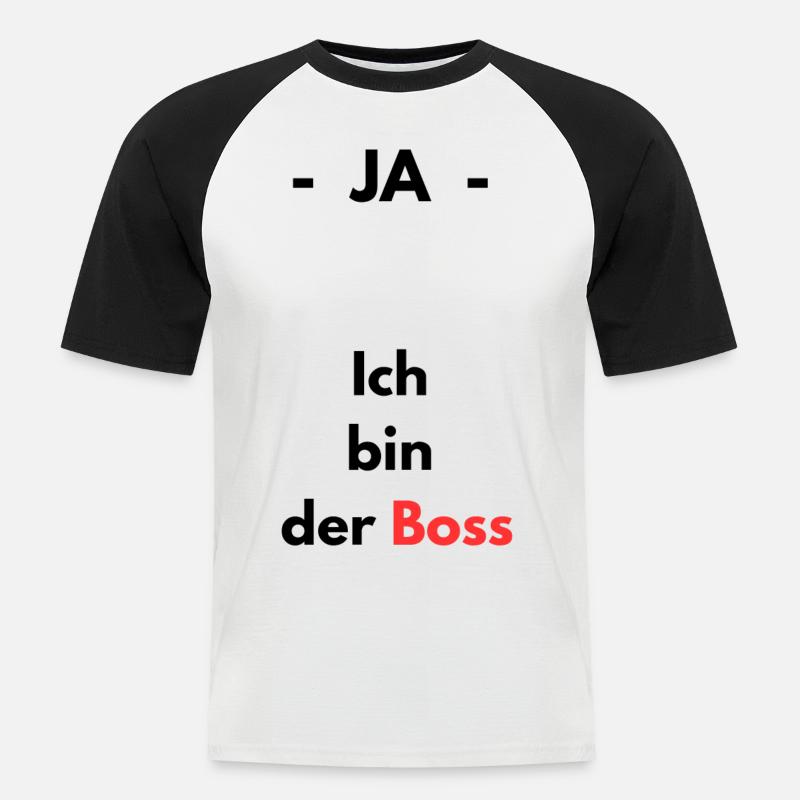 Ja - ich bin der Boss - Männer Baseball-T-Shirt - Weiß/Schwarz