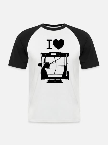 I love 3d printing - Männer Baseball-T-Shirt - Weiß/Schwarz