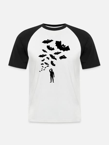 bats, fledermäuse mensch - Männer Baseball-T-Shirt - Weiß/Schwarz