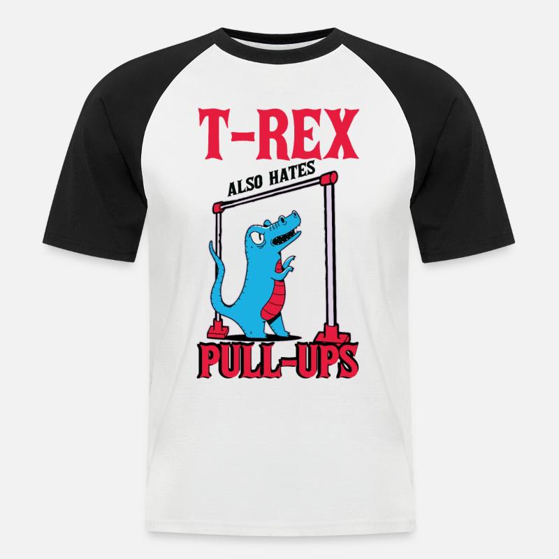 T-Rex Pull-Ups - Men's Baseball T-Shirt - white/black