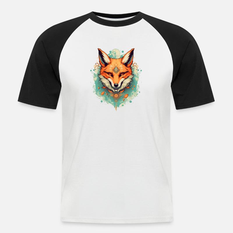 Fuchs - Männer Baseball-T-Shirt - Weiß/Schwarz
