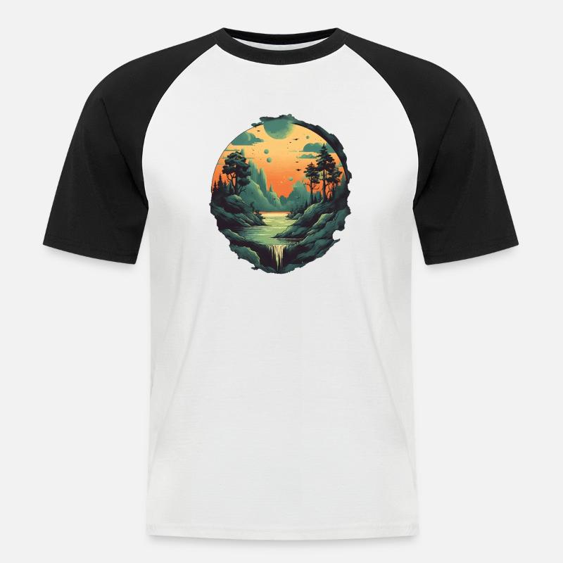 Landschaft - Männer Baseball-T-Shirt - Weiß/Schwarz