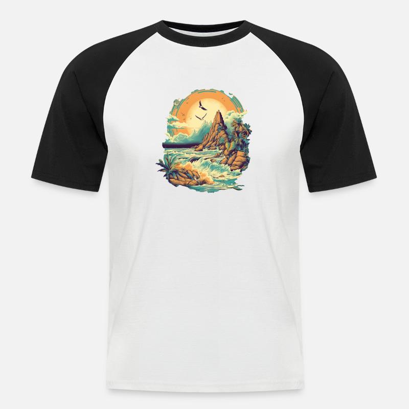 Strand - Männer Baseball-T-Shirt - Weiß/Schwarz