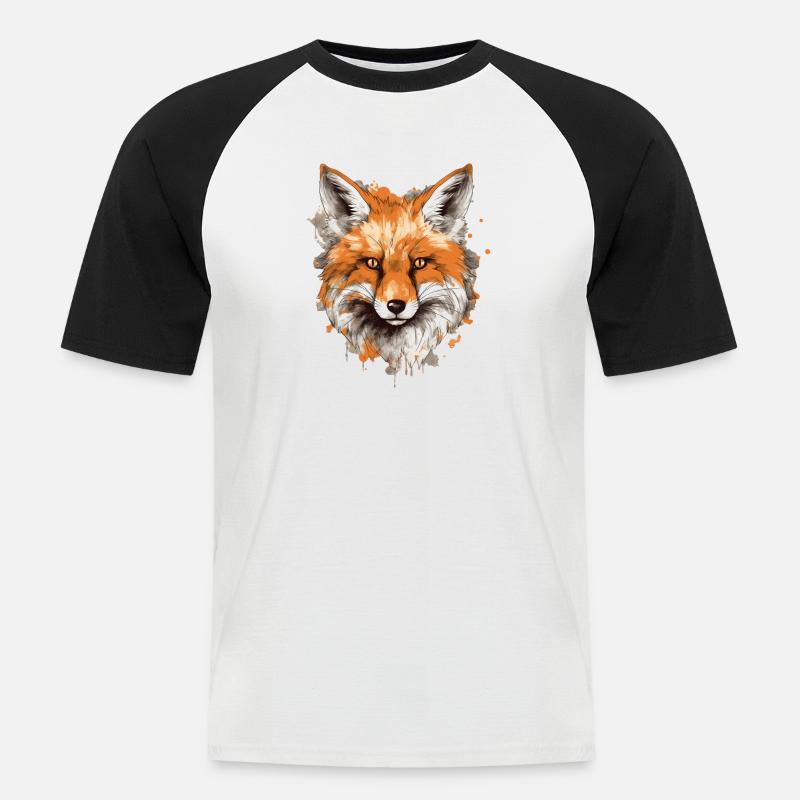 Fuchs - Männer Baseball-T-Shirt - Weiß/Schwarz