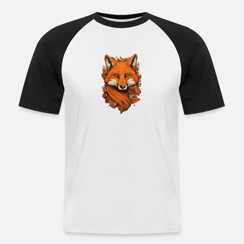 Fuchs - Männer Baseball-T-Shirt - Weiß/Schwarz