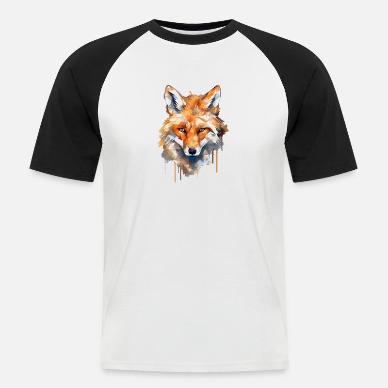 Fuchs - Männer Baseball-T-Shirt - Weiß/Schwarz