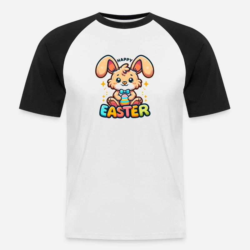 Happy Easter - Easter Bunny Illustration - Men's Baseball T-Shirt - white/black