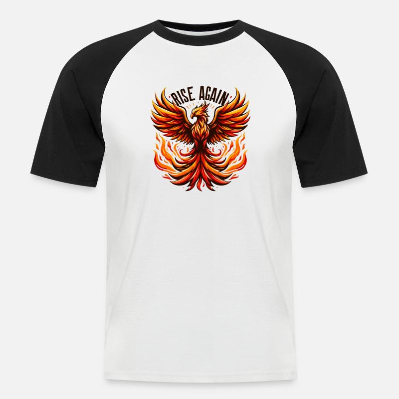 Rise Again - Phönix Illustration - Männer Baseball-T-Shirt - Weiß/Schwarz