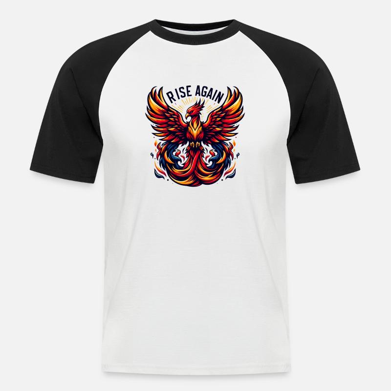 Rise Again - Phönix Illustration - Männer Baseball-T-Shirt - Weiß/Schwarz