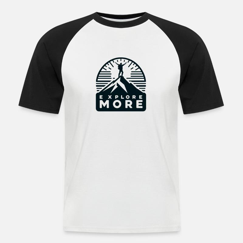 Explore more - Wanderer - Männer Baseball-T-Shirt - Weiß/Schwarz