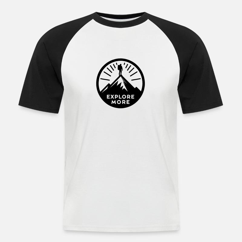 Explore more - Wanderer - Men's Baseball T-Shirt - white/black
