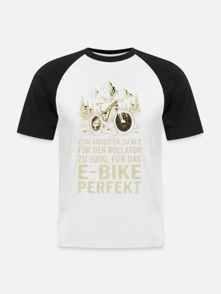 E-Bike Perfekt Waldabenteuer Humor - Männer Baseball-T-Shirt - Weiß/Schwarz