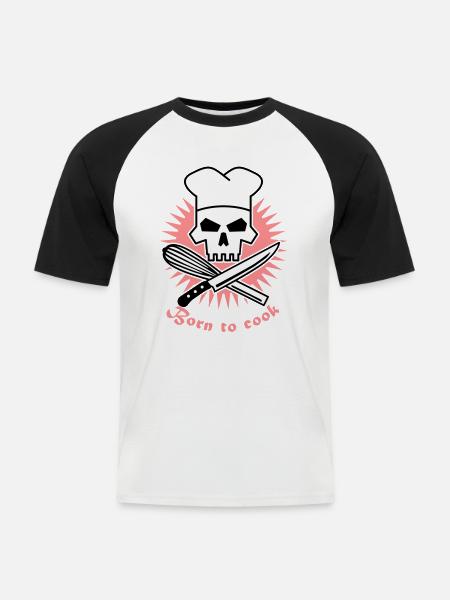 born_to_cook_3c - Men's Baseball T-Shirt - white/black