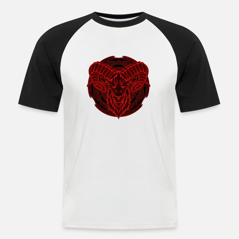 Wikinger Widder Aries - Männer Baseball-T-Shirt - Weiß/Schwarz