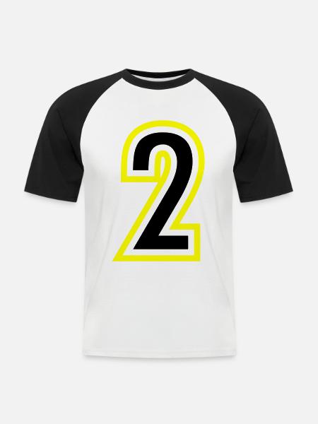 2 Number College - Men's Baseball T-Shirt - white/black