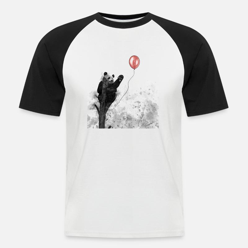 Panda - Männer Baseball-T-Shirt - Weiß/Schwarz